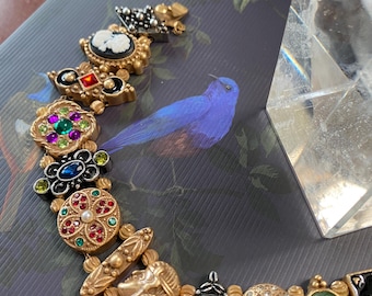 Vintage Style Gold Plated Slide Bracelet: Renaissance Gems