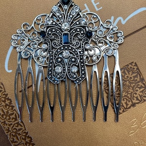 Art Deco Style hair comb sapphire color bridal hair ornaments Small Decorative Hair Combs Silver
