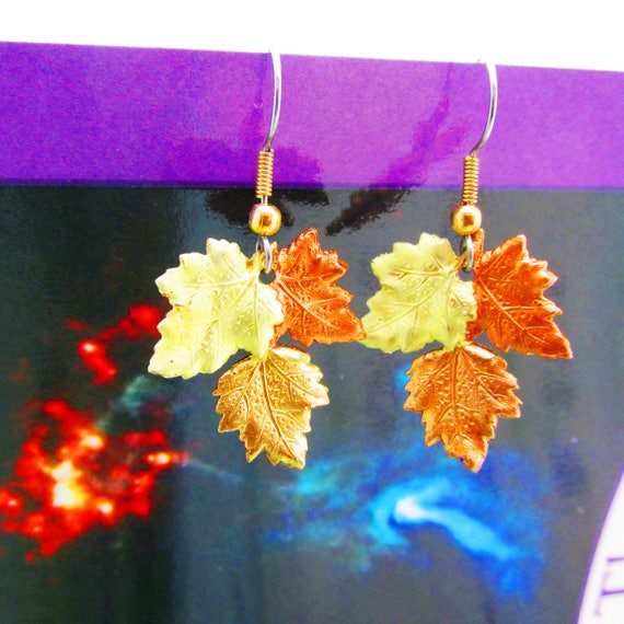 Maple Leaf Dangle Earrings, Autumn leaves Jewelry - image 1