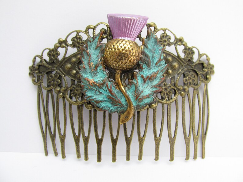 Scottish Thistle Hair Comb Wedding Hair Clips Decorative Hair Etsy