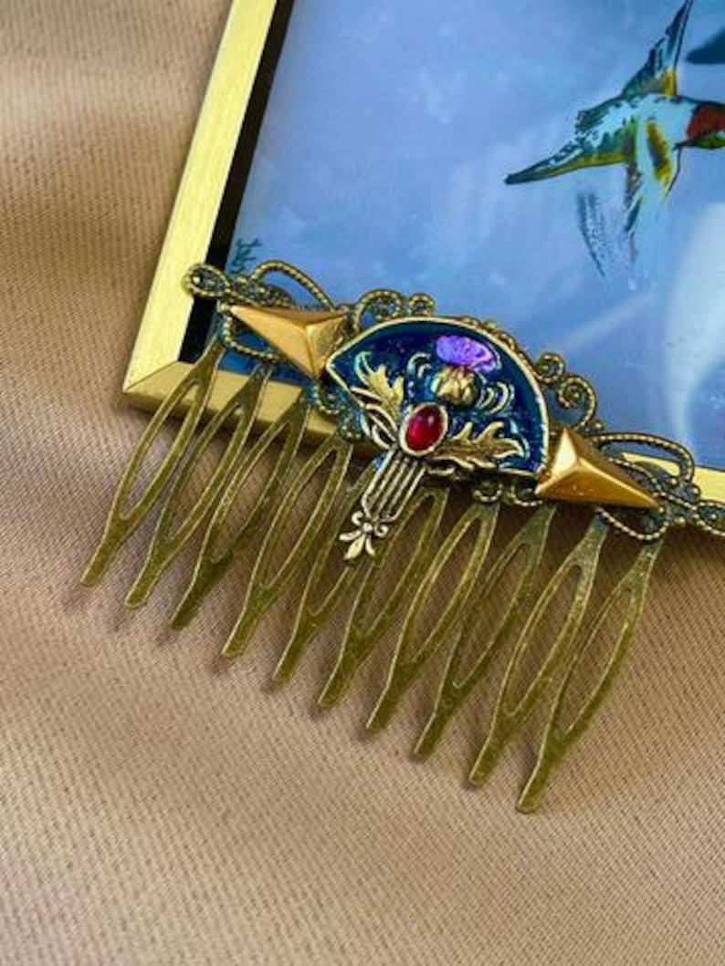 Art Deco Thistle Hair Comb - Vintage Style Bridal Accessory image 3