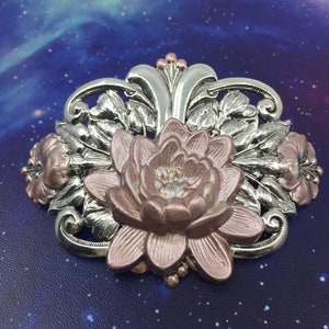 Rose gold hair clips lotus barrette bridal hair jewelry wedding hair clips rose flower barrettes silver vintage Art Nouveau hair clips