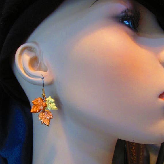Maple Leaf Dangle Earrings, Autumn leaves Jewelry - image 3