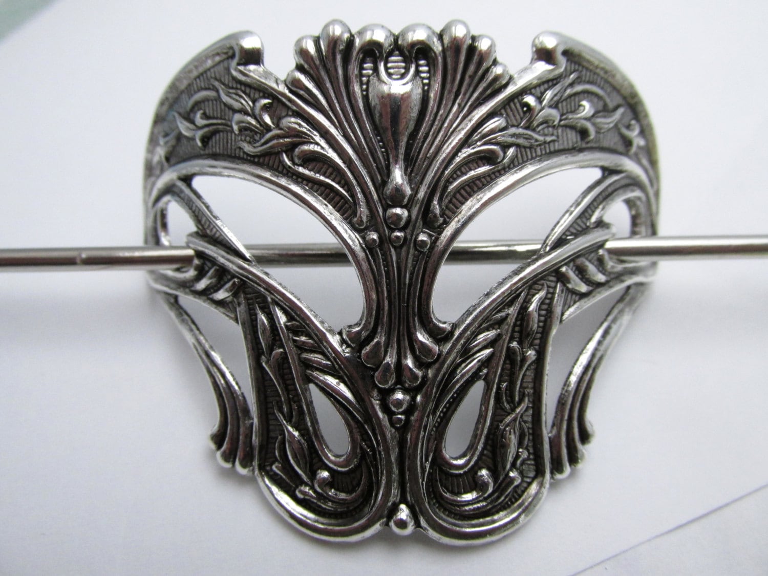 Art Deco Hair Stick, Sterling Silver Ponytail Holder