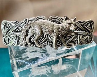 Silver Fox Barrette: Celtic swirl Filigree Hair Clip