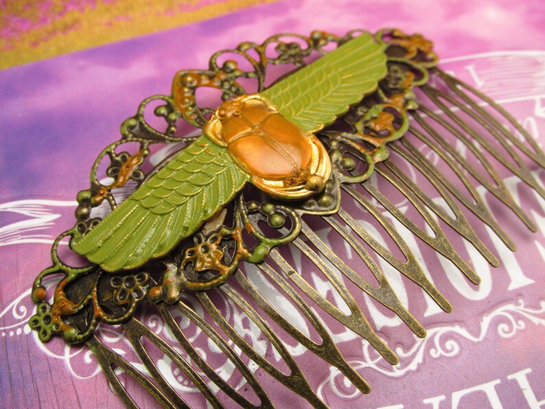 Egyptian scarab Hair Comb Woodland Wedding Egyptian Revival Etsy
