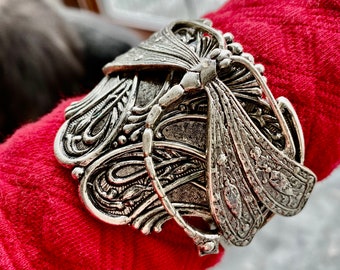 Dragonfly cuff bracelet silver deals