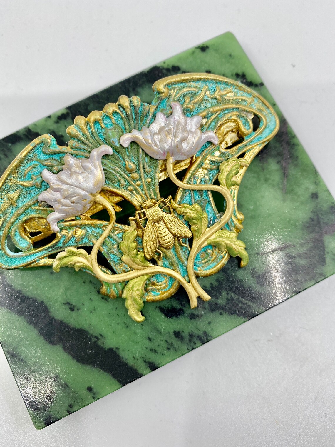 Art Deco Hair Clip Lotus Flower Barrette Bee Barrette Etsy