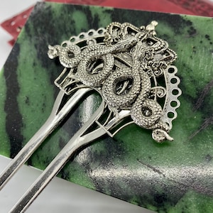 Double snakes hair comb Decorative hair combs Crown hair fork Silver hair combs MyElegantThings