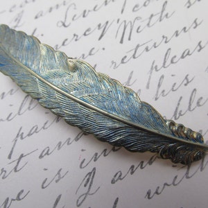 Blue Feather Hair clips Blue Bird feather Unique Hair barrette MyElegantThings French back hair clips Romantic hair