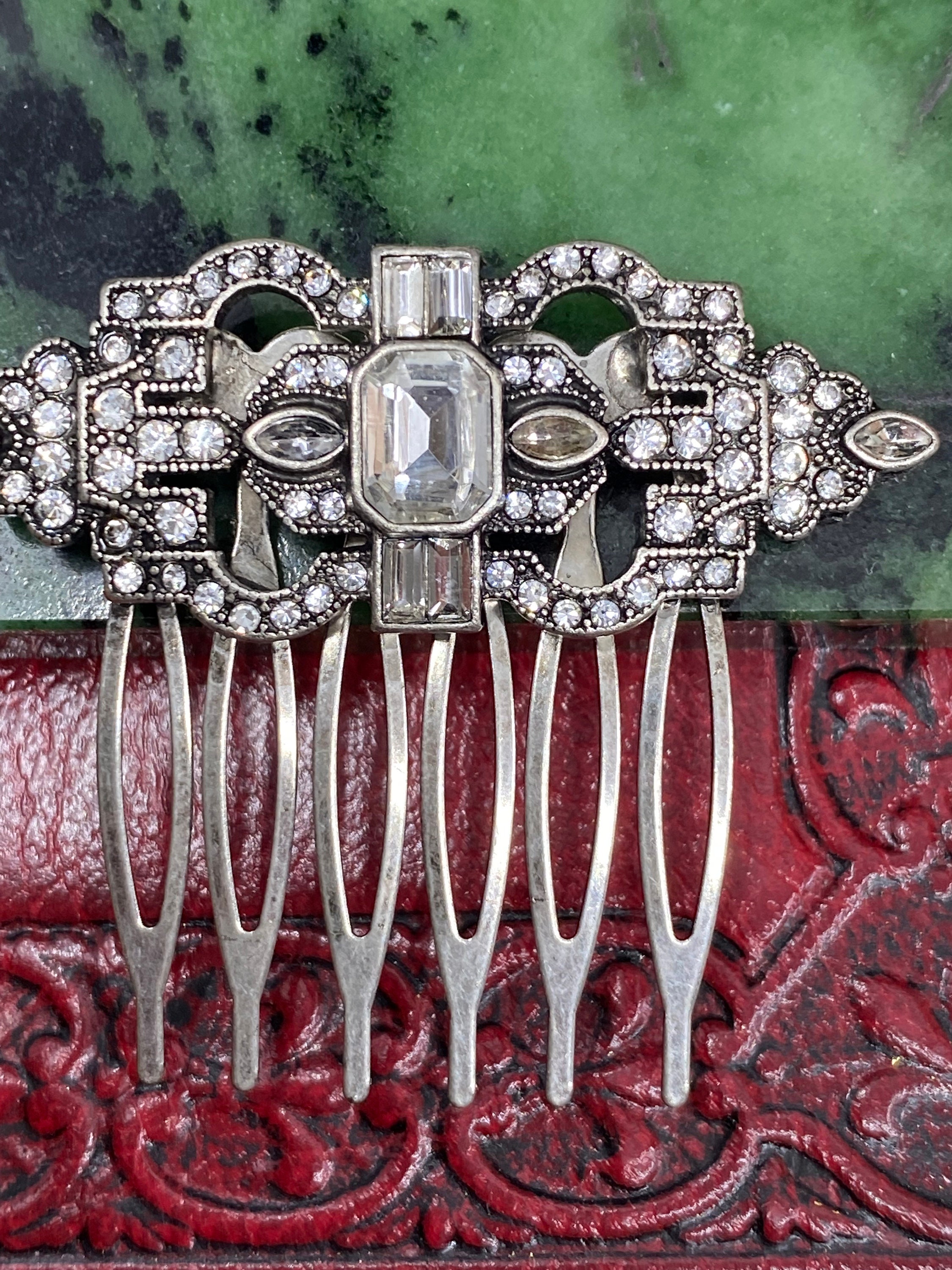 Vintage Art Deco Hair Comb, Crystal Filigree, Wedding Hair  display picture 1