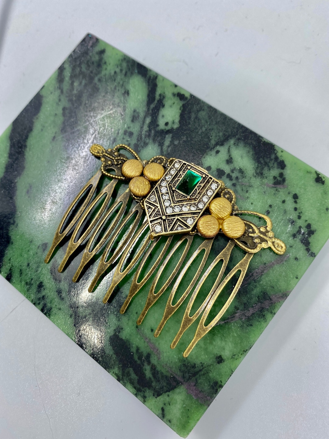 Art Deco Hair Comb Emerald Bridal Hair Accessories Decorative Combs