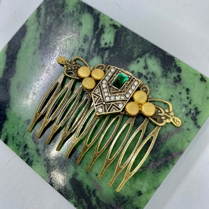 Art Deco Style Hair Comb Emerald Bridal Hair Accessories Decorative Combs Unique and Gorgeous MyElegantThings