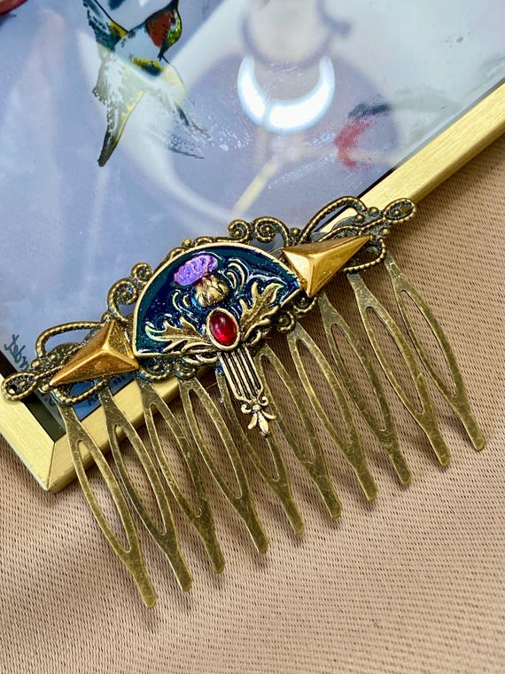 Thistle Art Deco style Hair Comb Vintage Thistle Bridal Hair Accessories Decorative Combs Scottish Thistle Gorgeous MyElegantThings