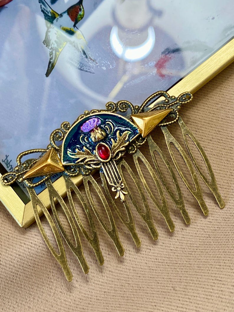 Art Deco Thistle Hair Comb - Vintage Style Bridal Accessory image 1