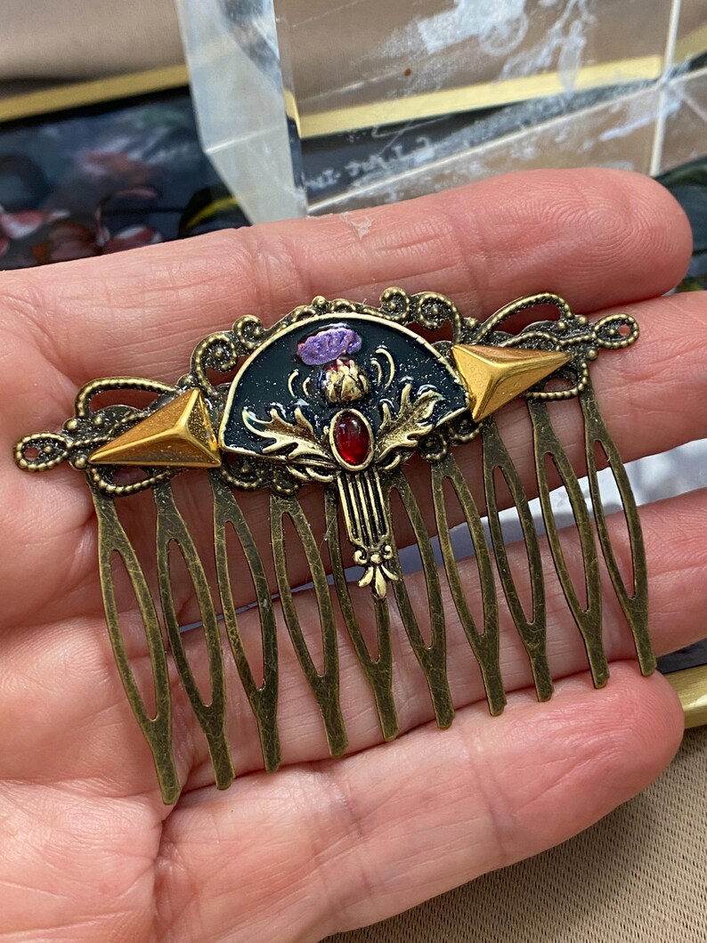 Art Deco Thistle Hair Comb - Vintage Style Bridal Accessory image 4