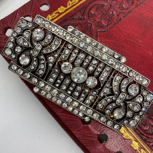 Art Deco style Pin and Pendant filigree baroque silver brooch Crystals Bar pin Back and bale. MyElegantThings