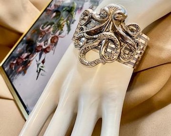 Octopus Cuff: Steampunk Goth Silver Bracelet
