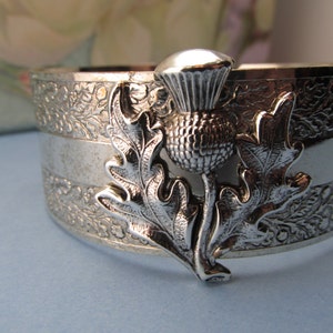 Scottish Thistle Cuff: Silver Plated Outlander Bracelet