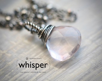 Simply Pink Rose Quartz Wire Wrapped Sterling Silver Necklace