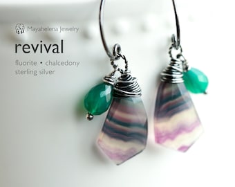 Revival Fluorite and Green Onyx Sterling Silver Earrings