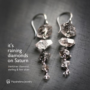 It's Raining Diamonds on Saturn - Herkimer Diamond Sterling Silvers Earrings