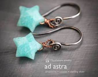 Ad Astra- Amazonite Copper Sterling Silver Earrings