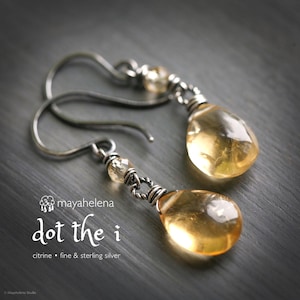Dot the I - Citrine Sterling Silver Earrings