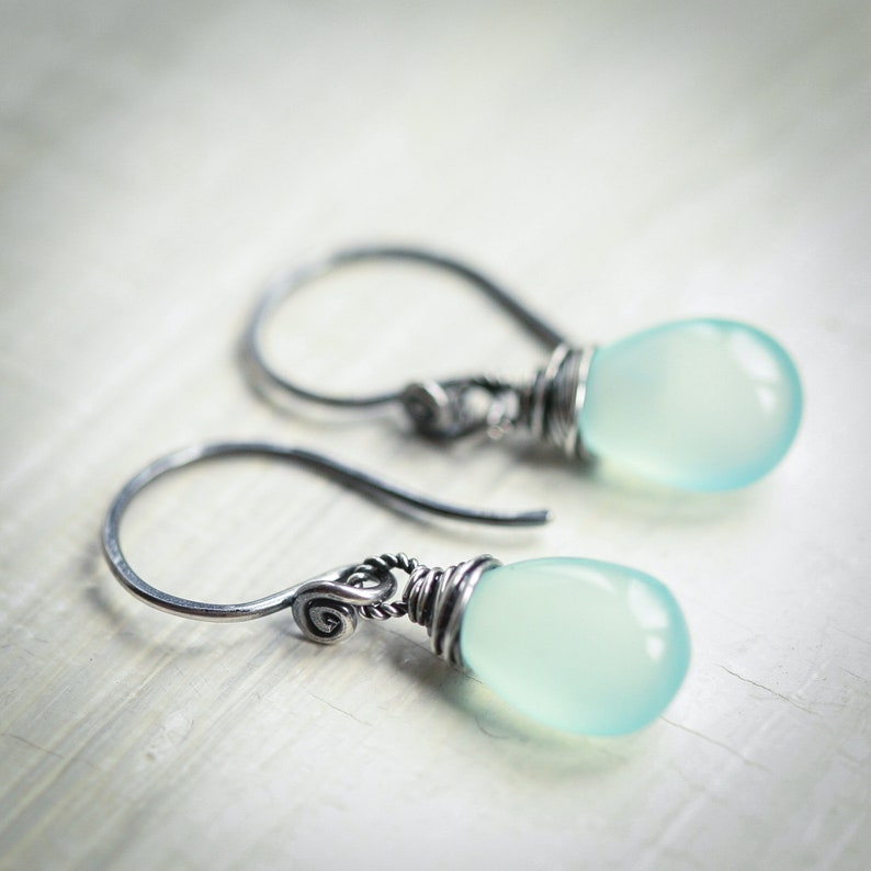 Siesta Beach Aqua Chalcedony Sterling Silver Earrings image 7