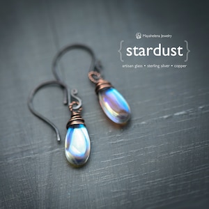 Stardust - AB Crystal Mixed Metal Copper and Sterling Earrings