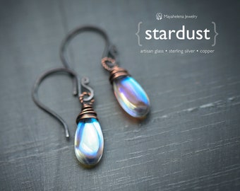 Stardust - AB Crystal Mixed Metal Copper and Sterling Earrings