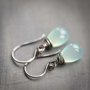 Siesta Beach Aqua Chalcedony Sterling Silver Earrings image 4