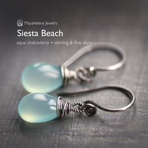 Siesta Beach Aqua Chalcedony Sterling Silver Earrings image 1