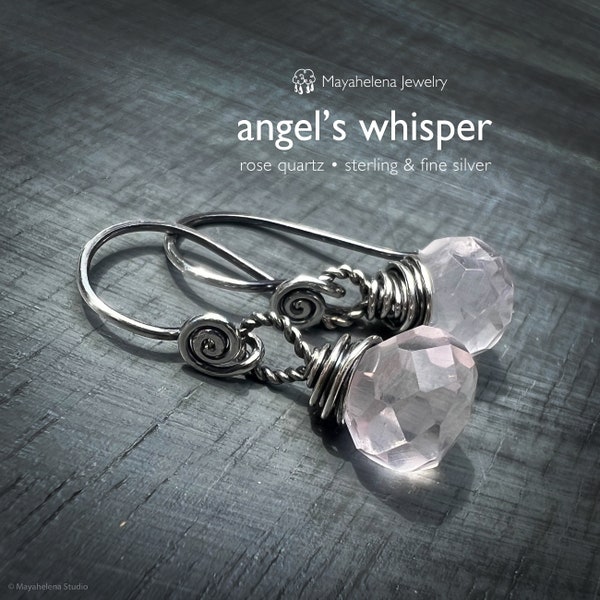 Angel's Whisper - Rose Quartz Sterling Silver Earrings