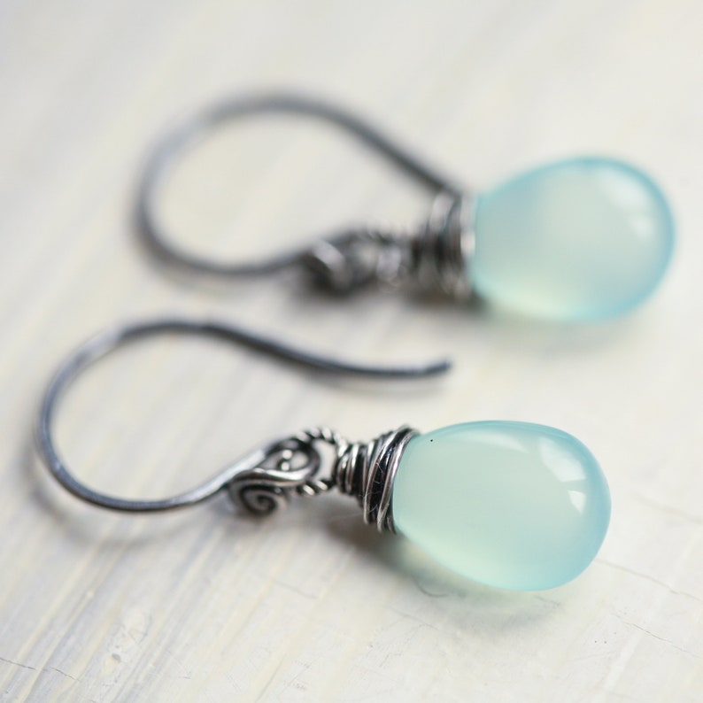 Siesta Beach Aqua Chalcedony Sterling Silver Earrings image 6