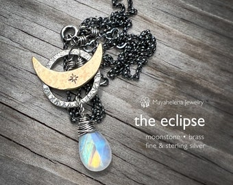 The Eclipse - Moonstone and Sterling Silver Necklace