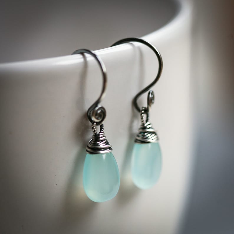 Siesta Beach Aqua Chalcedony Sterling Silver Earrings image 9