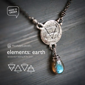 Elements: Earth - Labradorite with Alchemy Charm Sterling Silver Necklace