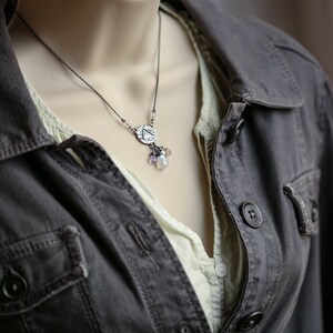 Elements: Air Rainbow Moonstone, Rock Crystal, lavender quartz with Alchemy Charm Sterling Silver Necklace image 10