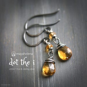 Dot the I - Citrine Sterling Silver Earrings