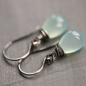 Siesta Beach Aqua Chalcedony Sterling Silver Earrings image 5