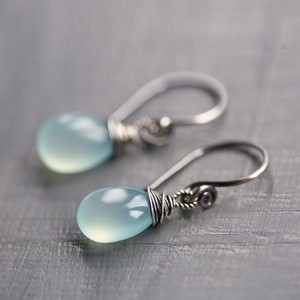 Siesta Beach Aqua Chalcedony Sterling Silver Earrings image 3