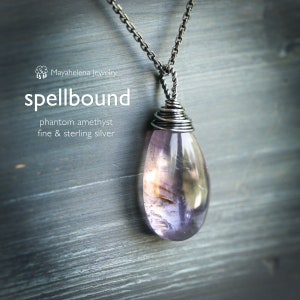 Spellbound - Phantom Amethyst Wire Wrapped Sterling Silver Pendant Necklace - February Birthstone