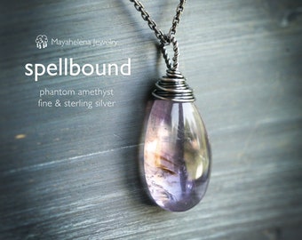 Spellbound - Phantom Amethyst Wire Wrapped Sterling Silver Pendant Necklace - February Birthstone