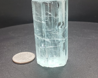 Sky Blue Aquamarine With Smoky Quartz Bunch On Feldspar From