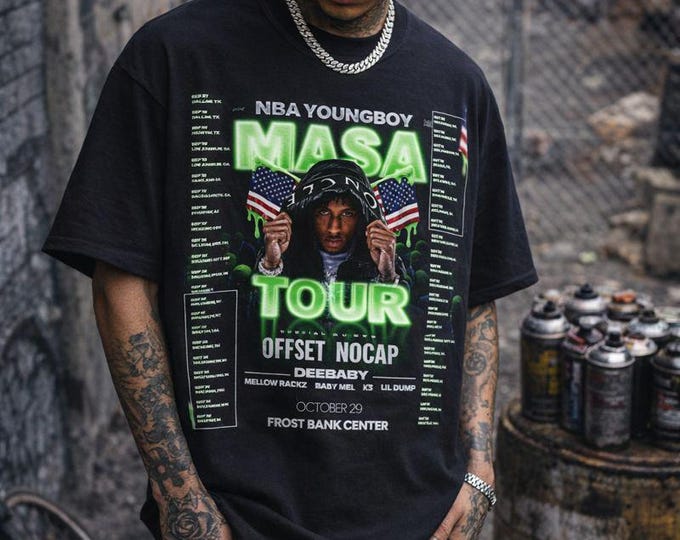 NBA YOUNG BOY Masa Tour T-Shirt | Neon Green Concert Poster Tee