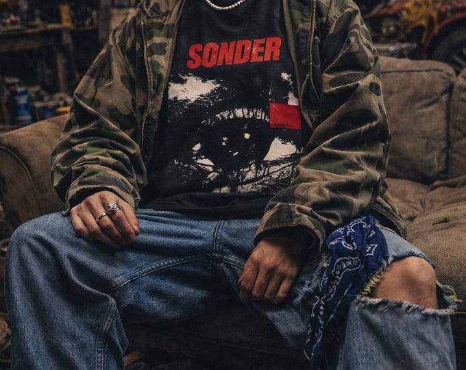 Sonder Eye Graphic Tee | Vintage Eye Illustration, Red Accent