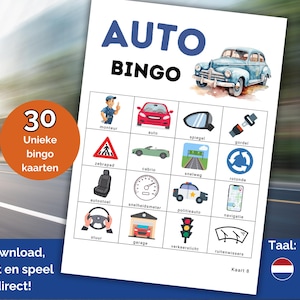 Juego de bingo de coches para niños, 30 cartones, juego holandés, juego en el aula de primaria o fiesta infantil, descargar juego de coches