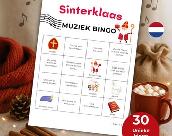 Sinterklaas songs bingo, 30 cards Sinterklaas bingo cards, music bingo game, Sint songs game gift-giving evening Sinterklaas evening pdf