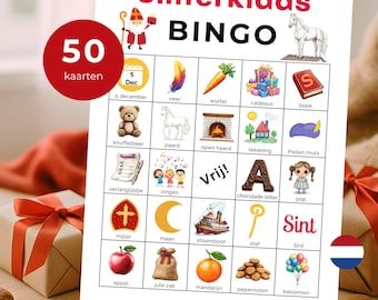 50 Sinterklaas bingo cards, game for Pakjesavond and Sinterklaasavond, Dutch game for friends, family, direct PDF download
